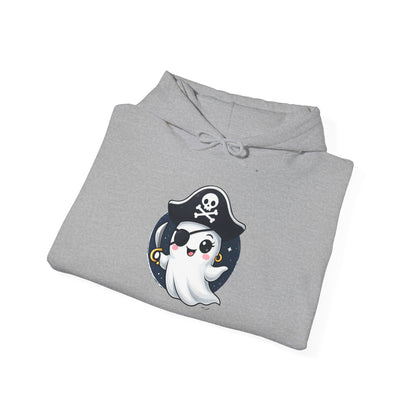 Pirate Ghost Hoodie, Cozy Hooded Sweatshirt for Halloween, Unisex Casual Wear, Cute Gift for Kids and Adults, Spooky Apparel