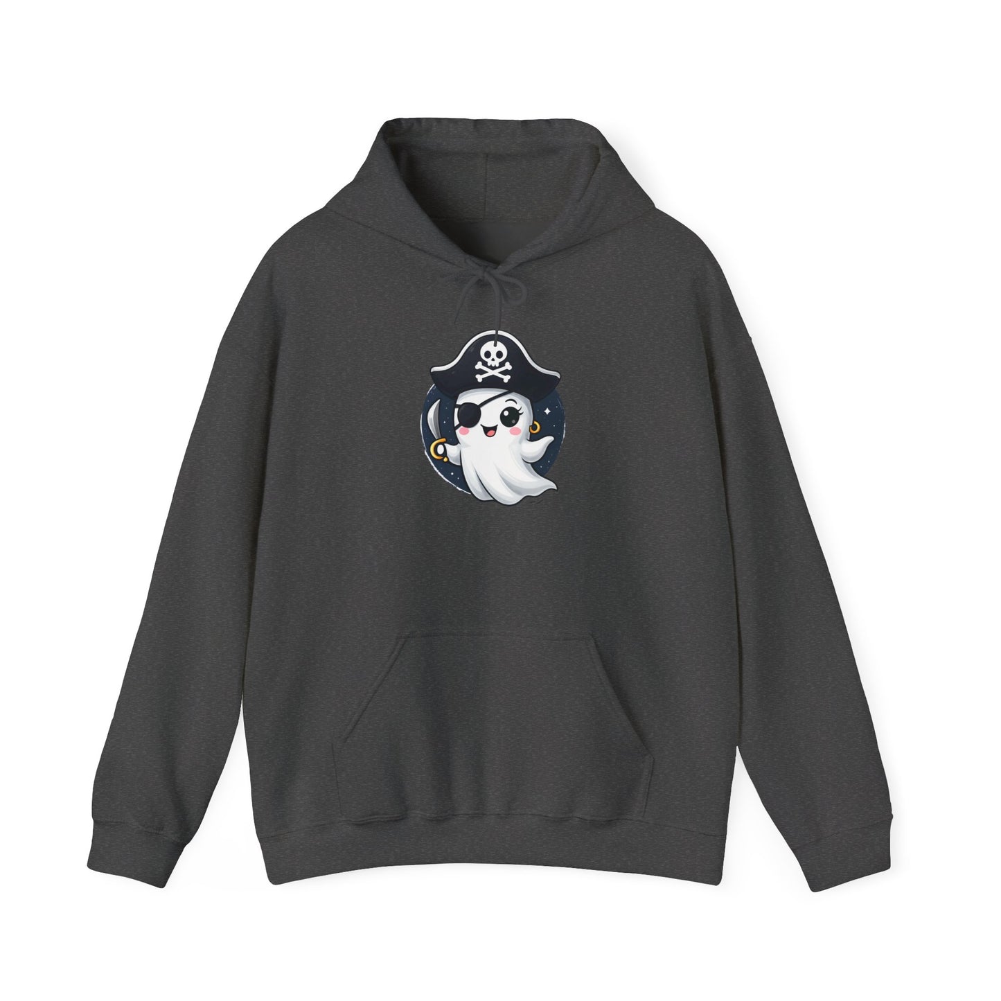 Pirate Ghost Hoodie, Cozy Hooded Sweatshirt for Halloween, Unisex Casual Wear, Cute Gift for Kids and Adults, Spooky Apparel